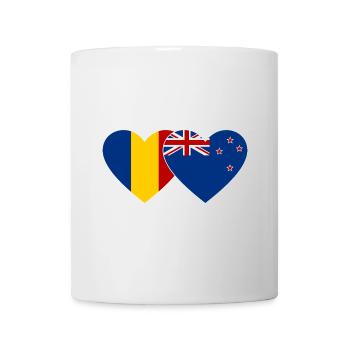 Rumänien Neuseeland Flagge Herz - Tasse - Weiß - Vorne