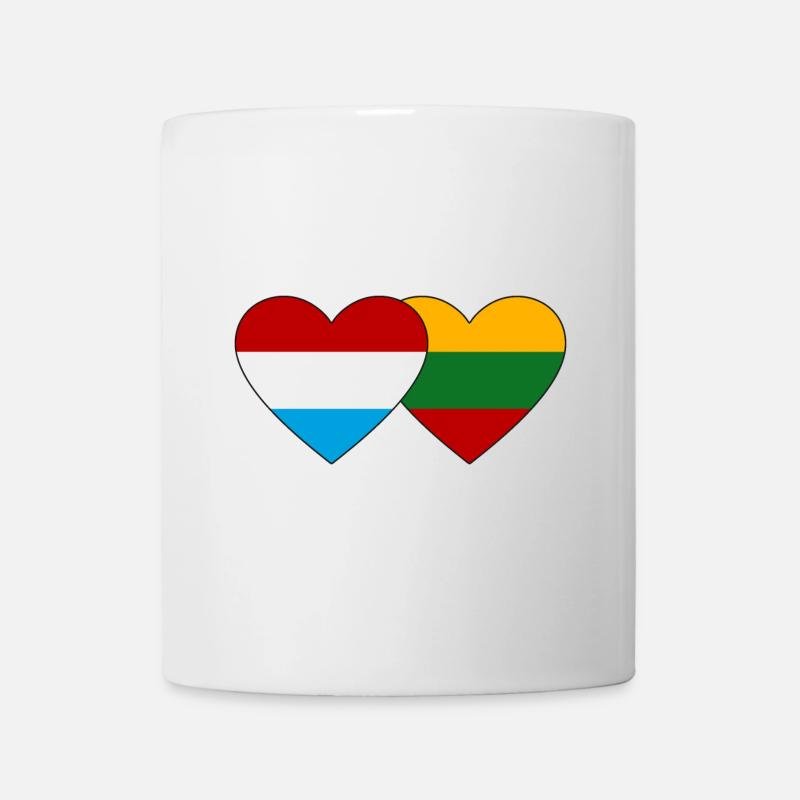 Luxembourg Lituanie Flag Heart - Mug blanc - blanc