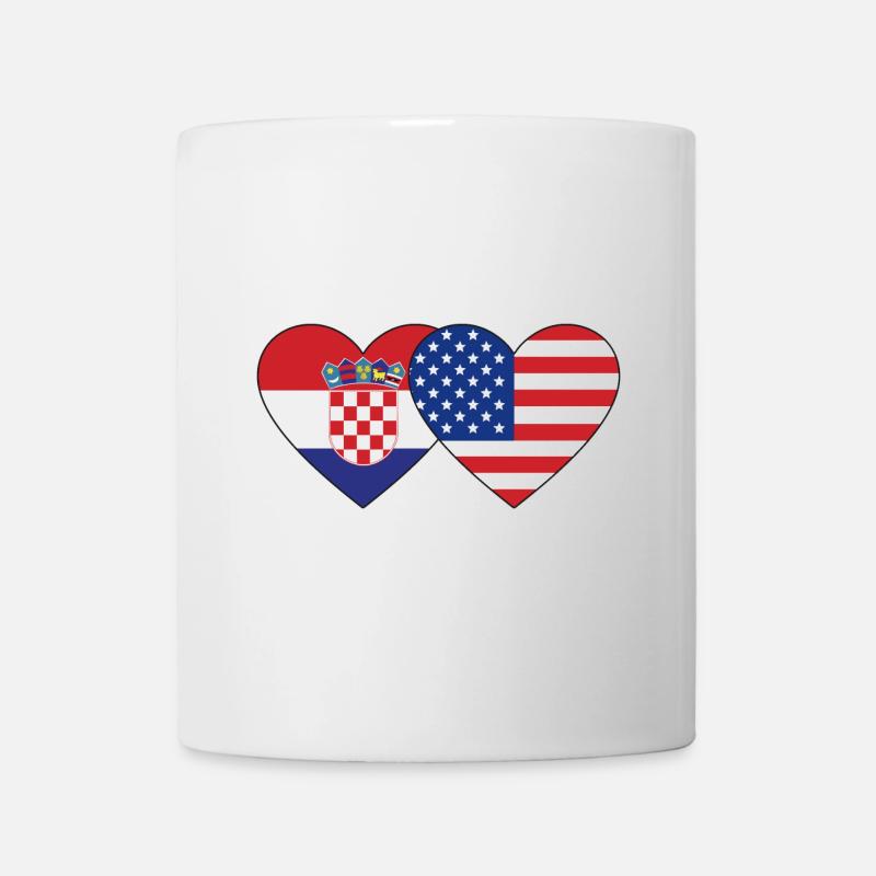 Kroatien USA Flagge Herz - Tasse - Weiß