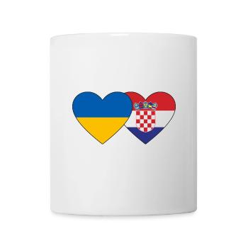 Ukraine Croatia flag heart - Mug - white - Front