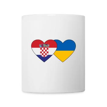 Croatia Ukraine flag heart - Mug - white - Front