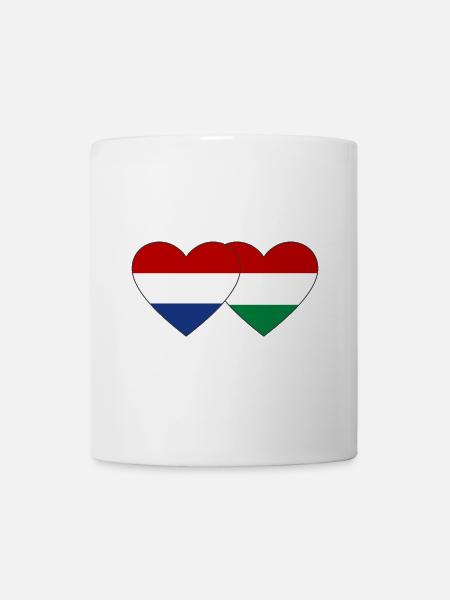 Holland Ungarn Flagge Herz - Tasse - Weiß