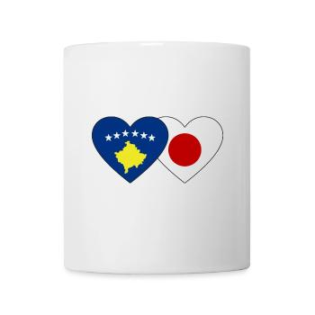 Cœur du drapeau du Japon du Kosovo - Mug blanc - blanc - Devant