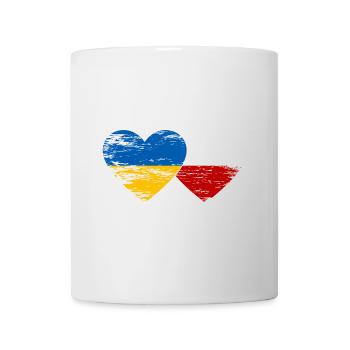 Ukraine Pologne drapeau coeur utilisé - Mug blanc - blanc - Devant