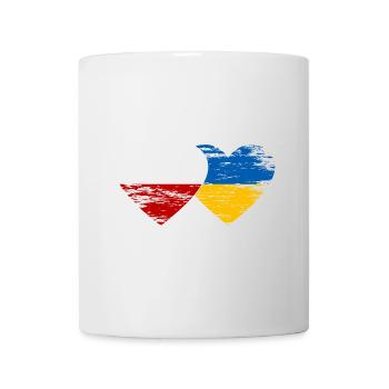Pologne Ukraine drapeau cœur utilisé - Mug blanc - blanc - Devant