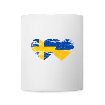 Suède Ukraine drapeau coeur utilisé - Mug blanc - blanc - Devant