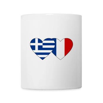 Griechenland Frankreich Flagge Herz - Tasse - Weiß - Vorne