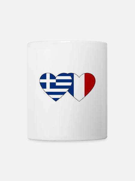 Grèce France Flag Coeur - Mug blanc - blanc