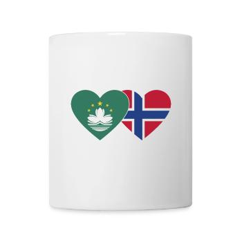 Macau Norwegen Flagge Herz - Tasse - Weiß - Vorne