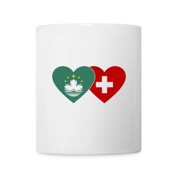 Macau Schweiz Flagge Herz - Tasse - Weiß - Vorne
