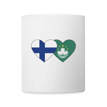 Finnland Macau Flagge Herz - Tasse - Weiß - Vorne