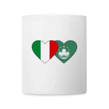 Italien Macau Flagge Herz - Tasse - Weiß - Vorne