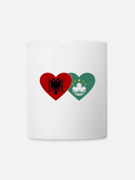 Albanien Macau Flagge Herz - Tasse - Weiß