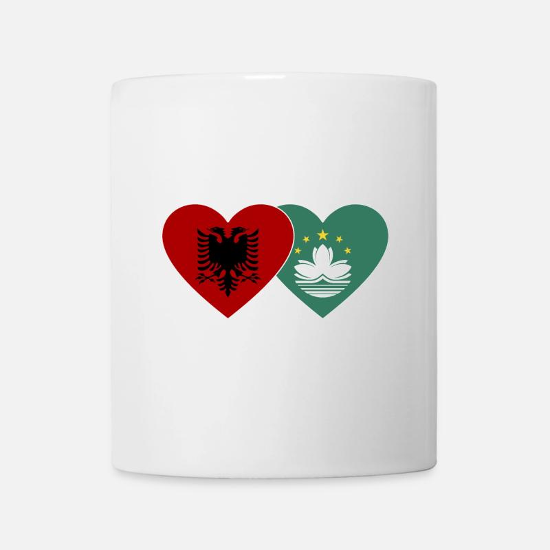 Albanien Macau Flagge Herz - Tasse - Weiß