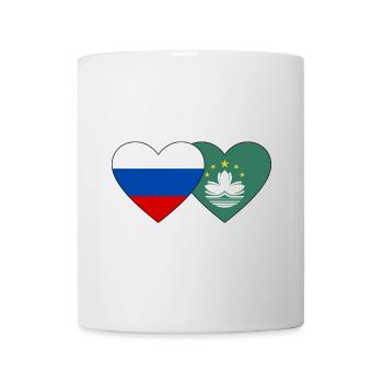 Russland Macau Flagge Herz - Tasse - Weiß - Vorne