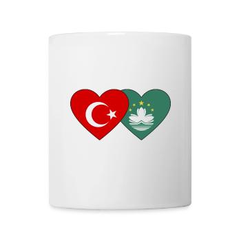 Türkei Macau Flagge Herz - Tasse - Weiß - Vorne