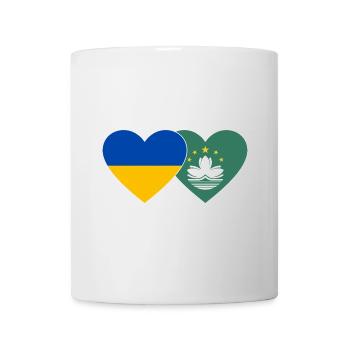 Ukraine Macau Flagge Herz - Tasse - Weiß - Vorne