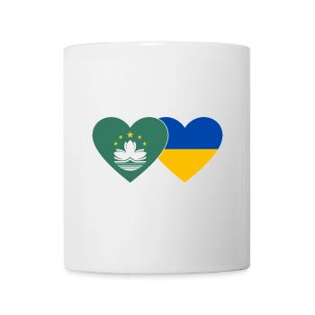 Macau Ukraine Flagge Herz - Tasse - Weiß - Vorne