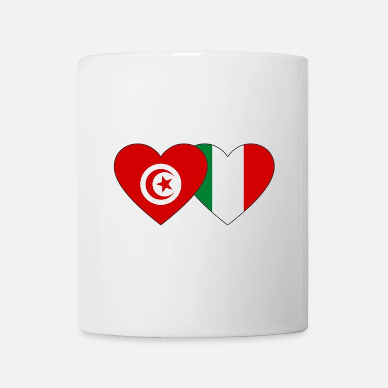 Tunisie Italie Drapeau Coeur - Mug blanc - blanc