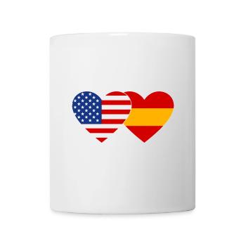 USA Spanien Flagge Herz - Tasse - Weiß - Vorne