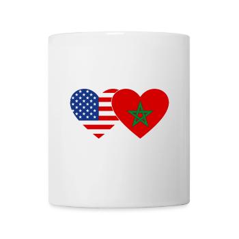 USA Marokko Flagge Herz - Tasse - Weiß - Vorne