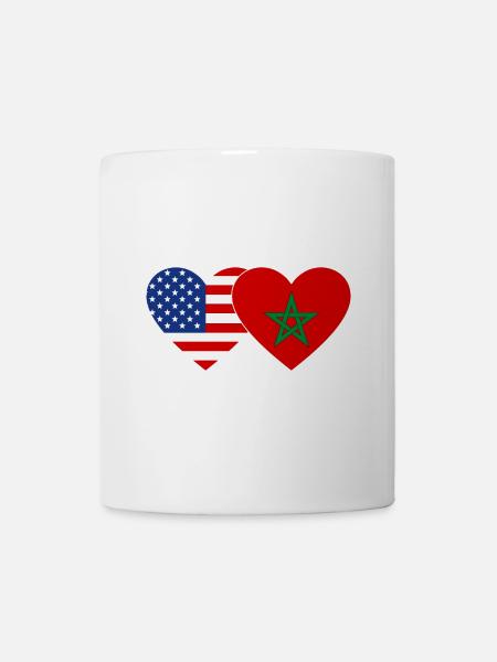 États-Unis Maroc Flag Coeur - Mug blanc - blanc