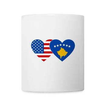 USA Kosovo Flagge Herz - Tasse - Weiß - Vorne