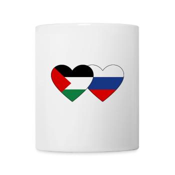 Palestine Russie drapeau coeur - Mug blanc - blanc - Devant