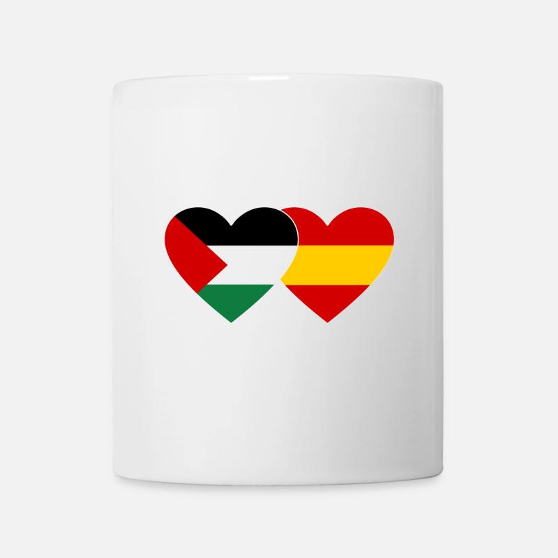 Palestine Espagne Drapeau Coeur - Mug blanc - blanc