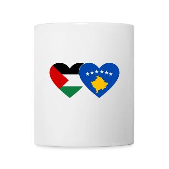 Palestine Kosovo drapeau coeur - Mug blanc - blanc - Devant