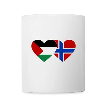 Palestine Norvège drapeau coeur - Mug blanc - blanc - Devant