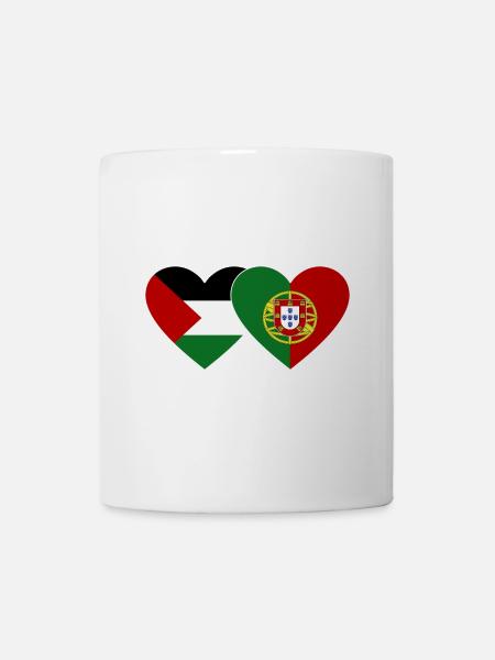 Palestine Portugal Flag Heart - Mug - white