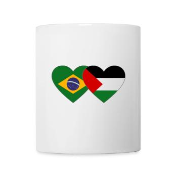 Brazil Palestine Flag Heart - Mug - white - Front