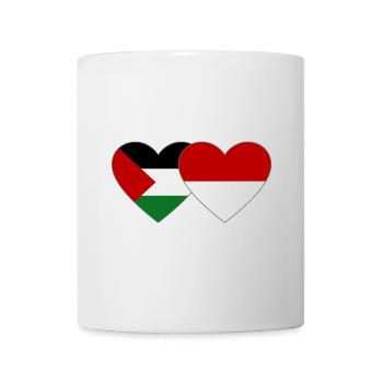 Palestine Indonesia Flag Heart - Mug - white - Front