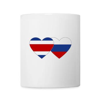 Costa Rica Russie drapeau coeur - Mug blanc - blanc - Devant