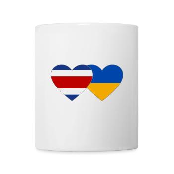 Coeur de drapeau du Costa Rica Ukraine - Mug blanc - blanc - Devant