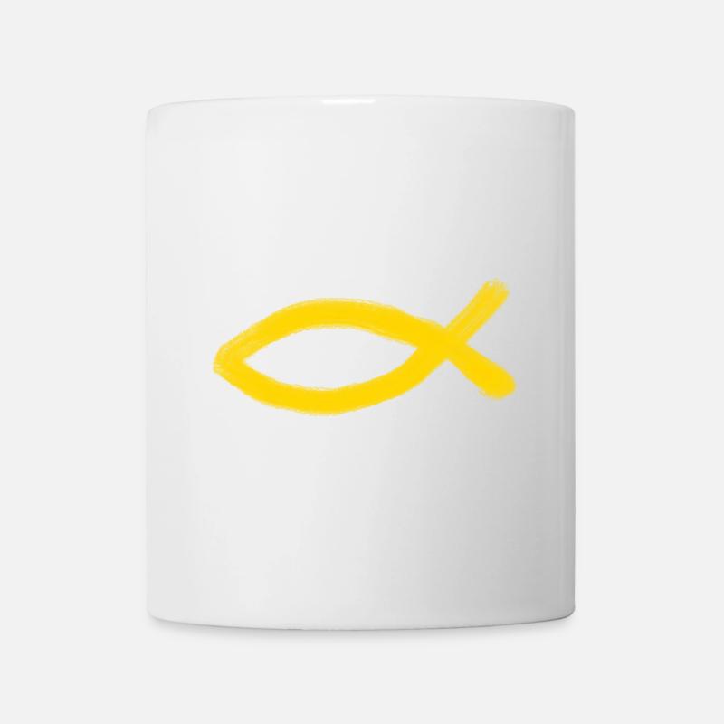 yellow Jesus fish fish Ichthys fish - Mug - white