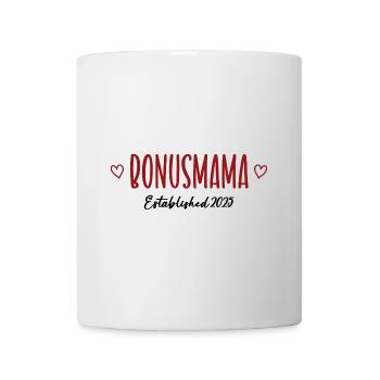 Bonusmama est 2025 Bonus Mama Mutter Patchwork - Tasse - Weiß - Vorne