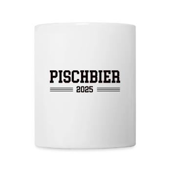 Pischbier 2025 Babyparty Babypinkeln Pinkelparty - Tasse - Weiß - Vorne