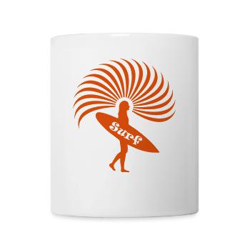 surfer surf surfing board welle wave sonne - Tasse - Weiß - Vorne