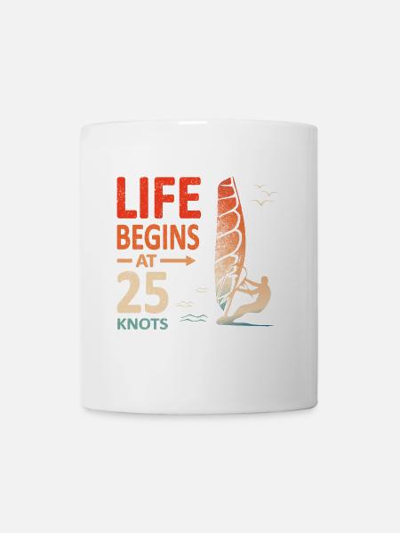 La vie commence à 25 noeuds windsurfeur planing - Mug blanc - blanc