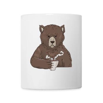 Mürrischer Bär with coffee morning muffle - Mug - white - Front
