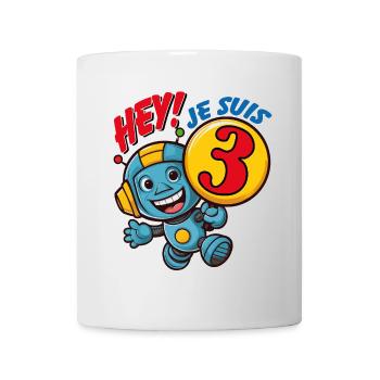 Un an de petits robots mignons pour l'anniversaire - Mug blanc - blanc - Devant