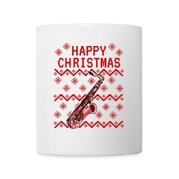 Saxophone Ugly Christmas Saxophonist Musician - Mug - white - Front