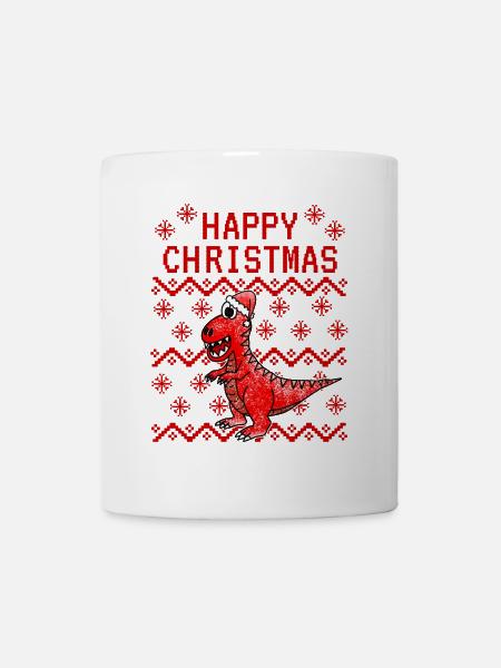 Dinosaur Ugly Christmas, T-Rex Xmas Funny - Mug - white