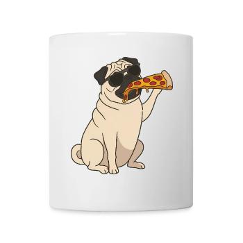 Carlin mangeant de la pizza drôle - Mug blanc - blanc - Devant