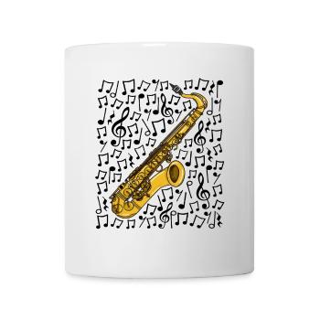 Saxophone Musical Notes Saxophonist Music Teacher - Mug - white - Front