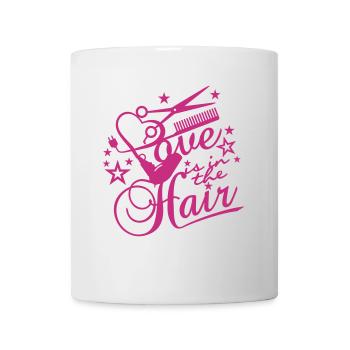 L'amour est dans les cheveux (coiffeur, B, 1c) - Mug blanc - blanc - Devant