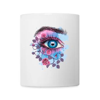 Blue Psychedelic Floral Eye - Mug - white - Front