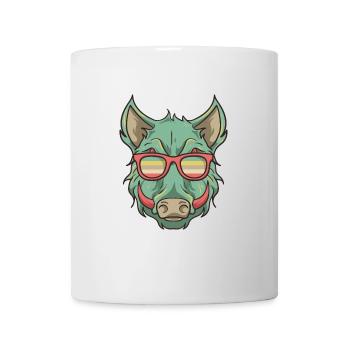 Chasse de sanglier - sanglier avec des lunettes - Mug blanc - blanc - Devant